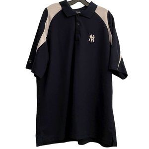 New York Yankees Polo Shirt Blue Antigua Short Sleeve Size XL